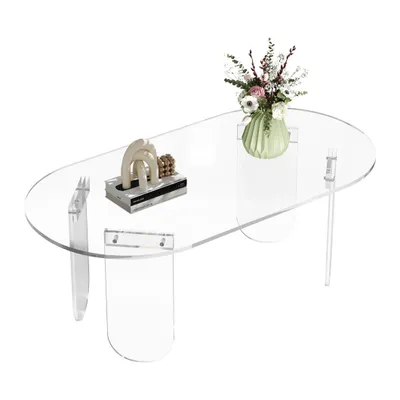 Produktbild von WISFOR Beistelltisch Acryl Couchtisch Wohnzimmertisch, Kaffeetisch mit PVC Matte, 95 x 50 x 36 cm