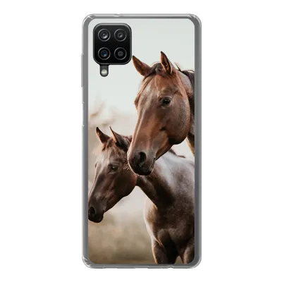 Produktbild von MuchoWow® Handyhülle Schutzhülle Hülle für Samsung Galaxy A12 Pferde - Natur - Braun Silikon Softcase Handy Hülle - Bild