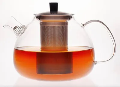 Produktbild von Hochwertige Glasteekanne 1500 ml, sehr hitzebeständig, Edelstahl-Teesieb.