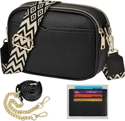 Obrázok produktu pre TEUEN Dámska taška cez ramenoPolyuretánkožená crossbody taška s popruhom na mobilný telefón kabelky čierny štýl A