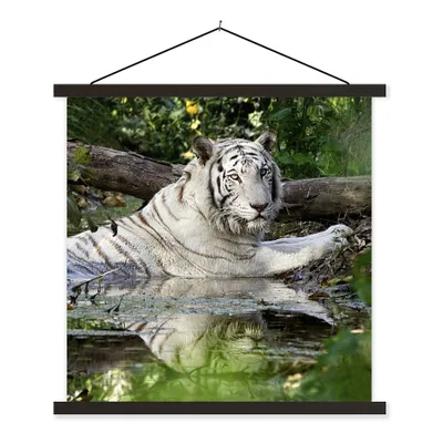 Produktbild von MuchoWow® Textilposter Weißer Tiger im Wasser 90x90 cm mit schwarzem Rahmen - Magnetisches