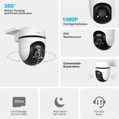Produktbild von Tapo C500 Kuppel IP-Sicherheitskamera Outdoor 1920 x 1080 Pixel Zimmerdecke