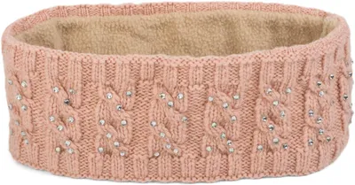 Zdjęcie produktu dla styleBREAKER Damska opaska na głowę z wzorem w kable i dżetami, miękka polarowa podszewka, opaska na włosy, opaska na głowę 04026001