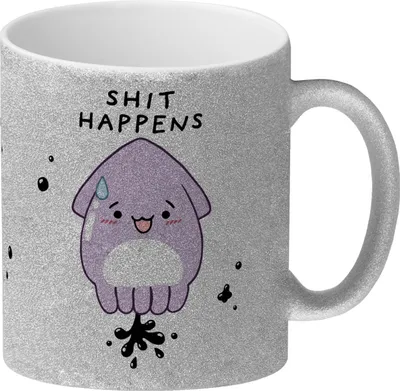 Produktbild von Jelly & Friends Tintenfisch Glitzer-Kaffeebecher mit Spruch Shit happens