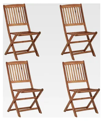 Produktbild von Klappbare Gartenstühle 4 Stück aus massivem Akazienholz für Balkon und Garten