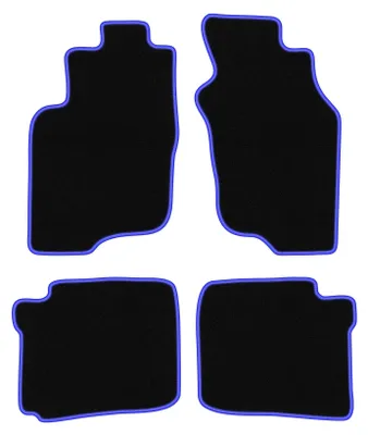 Produktbild von Fußmatten Velours Schwarz/Blau für Mitsubishi Space Star 1999-2005 Set 4-tlg