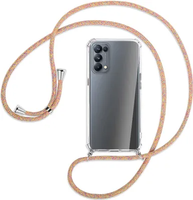Produktbild von Handykette Backcover-Schutzhülle mit Band (Metall silberfarben) für Oppo Reno5 Pro 5G - Rainbow