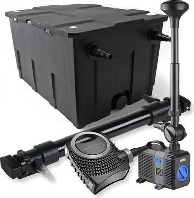 Produktbild von SunSun Komplettset: CBF-550 Teichfilter bis 60000 L Teichfilteranlage Durchlauffilter, NEO10000 Teichpumpe 10000l/h 80W, CUV-672 Teichklärer UVC Klärer mit 72W, CTP-5003 Springbrunnenpumpe 5000l/h 30W