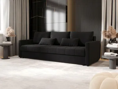 Zdjęcie produktu dla BEDANTE SOFA MOS z funkcją spania COSMIC 100 Czarna Sofa ze schowkiem Skrzynia na pościel Sofa do salonu Kanapa Sofa z funkcją spania Skrzynia na pościel Kanapa