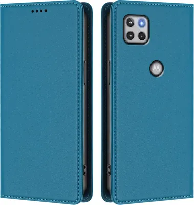 Produktbild von Handyhülle für Motorola Moto G 5G 2020, Kunstleder Klapphülle Stoßfeste Magnetische Hülle mit Ständer Blau