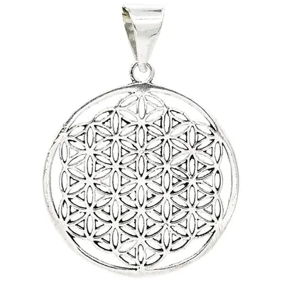 Immagine prodotto di Ciondolo Fiore Della Vita In Ottone Color Argento --confezione Da 3 Pz - 3 Cm