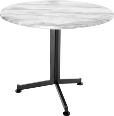 Produktbild von Casa Padrino Luxus Beistelltisch Weiß / Schwarz Ø 65 x H. 54 cm - Wohnzimmermöbel