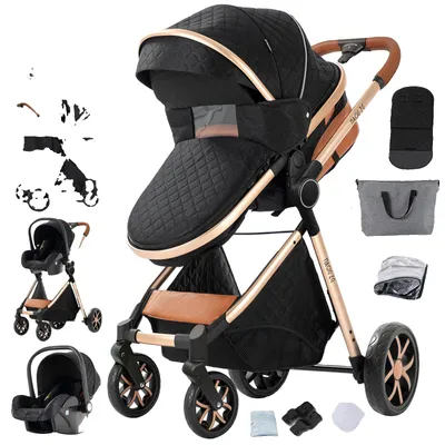 Immagine prodotto di Passeggino, pieghevole, compatibile con seggiolino auto, modello YV9-BLACKGOLD