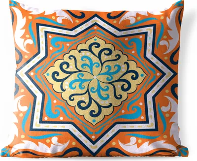 Produktbild von MuchoWow® Outdoor Kissen - Quadratisch - Blau - Orange - 45x45 cm - Wetterfest - Lounge Kissen - Fotokissen - Dekoratives Kissen
