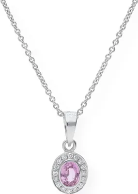 Produktbild von Kettenanhänger Weißgold 585 Brillanten und pinker Saphir JL10-02-0780 JuwelmaLux