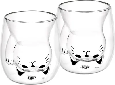 Produktbild von GRÄWE Doppelwandige-Thermogläser, 190ml, 2er Set, Motiv Katze
