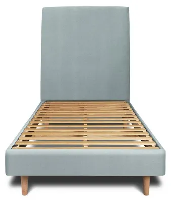 Produktbild von Bett mit gepolstertem Kopfteil – Samtstoff - 90 x 200 cm