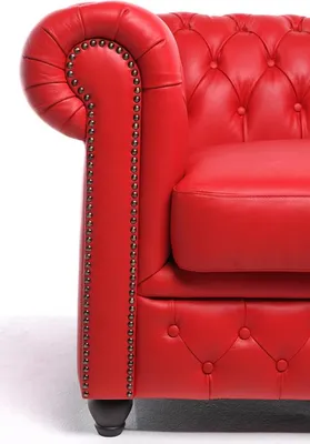 Image de Designer Großes Rot 6 Sitzer Sofa Leder Polster Sofas Couch Chesterfield