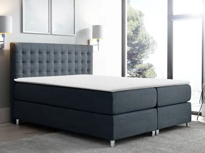 Obrázok produktu pre Manželská čalúnená posteľ 160x200 SADIE - modrá + topper ZDARMA