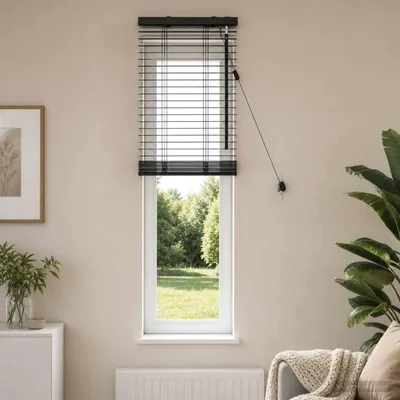 Obrázok produktu pre Jalousie, farba: čierna, rozmer: 40 x 130 cm, hrúbka lamiel: 35 mm, materiál: masívne drevo paulónia