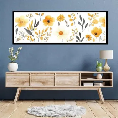 Imagen del producto de Pintura con diamantes para adultos, tamaño grande XXL (80x240 cm), diseño de flores y hojas amarillas, pintura con diamantes 5D, cuadros de paisajes, kit de pintura con diamantes para regalo, decoración de pared para relajación, modelo TU0N-676