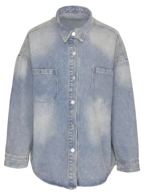 Produktbild von Damen Jeanshemd mit langen Ärmeln und Brusttaschen, Blau, Größe M