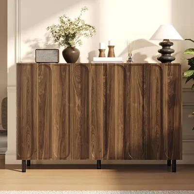 Produktbild von Merax Sideboard 2-in-1 Kommode mit 3 Türen, Schuhschrank mit verstellbare Böden, Aufbewahrungsschrank mit Metallfüße, Flur Wohnzimmer, Natur
