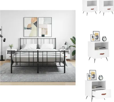 Obrázek produktu pro vidaXL Noční stolky 2 ks. Bílé 40x35x47,5 cm materiál na bázi dřeva - Noční stolky