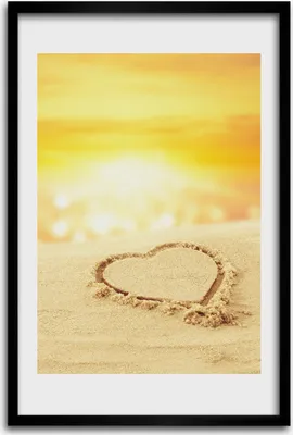 Produktbild von Bild - Bilderrahmen - 40 cm x 60 cm - MDF - Rahmen - Wandkunst - Herz am Strand