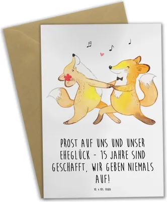 Produktbild von Mr. & Mrs. Panda babykarte 15. Hochzeitstag Gläserne Hochzeit - Weiß - Geschenk, Geschenke, hochzeitskarten, Heirat, genesungskarte, osterkarten, Heiraten, Jahrestag