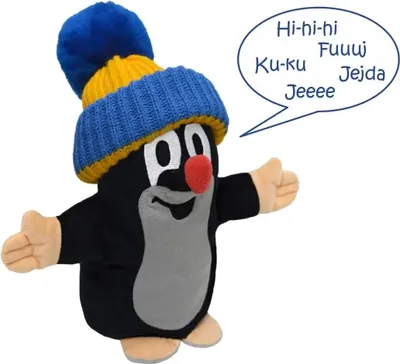Produktbild von Handpuppe Maulwurf mit 13 Sounds, blau-gelbe Mütze, 25 cm