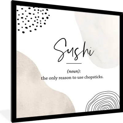Produktbild von MuchoWow® Gerahmtes Poster Sprichwörter - Sushi - Wörterbuch - Zitate - Sushi-Definition 40x40 cm - Poster mit Schwarzem Bilderrahmen Wandposter Rahmen Foto Bilder - Mit Rahmen - Wanddekoration Schlafzimmer