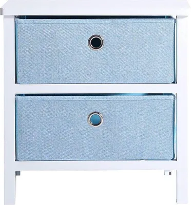 Produktbild von Famanu Nachttisch Skandinavisches Design mit 2 Schubladen - Blau