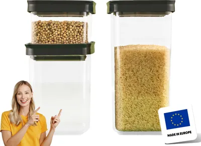 Produktbild von uandu Vorratsdosen mit Deckel Luftdicht - 3er Vorratsbehälter Set | Aufbewahrungsbox Küche Aufbewahrung & Organisation | BPA Frei | Küchen Organizer | Vorratsdosen für alle trockenen Lebensmittel