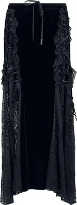 Produktbild von Punk Rave Langer Rock Damen Goth staggered patchwork lace skirt schwarz 4XL-5XL