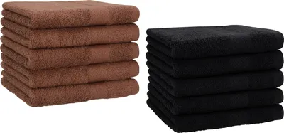 Produktbild von Betz 10 Stück Gästetücher 30x50 cm PREMIUM 100% Baumwolle Set Farbe: nussbraun und schwarz