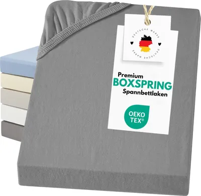 Produktbild von Bettlaken Jersey Spannbettlaken für Wasser- und Boxspringbetten - Hochwertiges Laken aus 100% Baumwolle - Betttuch Einfarbiger Bettbezug Elastischer Matratzenbezug aus Jersey Spann- Betttücher Bett Laken Atmungsaktiv 200x200 cm - Dunkelgrau