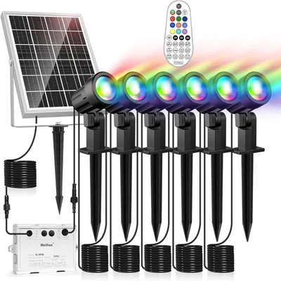 Solar-Spots 6er-Set, RGB, IP66, Fernbedienung, 10 Farben, 30 Modi