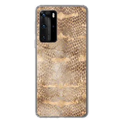 Produktbild von MuchoWow® Handyhülle Schutzhülle Hülle für Huawei P40 Pro Schlangendruck - Gold - Braun Silikon Softcase Handy Hülle - Schutz