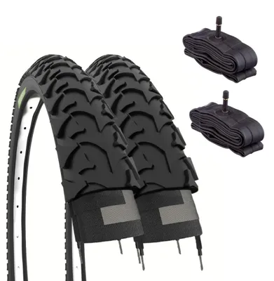 Image de Ecovelò, 2 pneus de 12 1/2 x 1,75 x 2 1/4 (47-203) + chambres à air avec valve Schrader, pour vélo, VTT, enfant