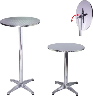 Produktbild von 2x Stehtisch 2in1 Alu höhenverstellbar 70/115cm Ø60cm Bistrotisch Bartisch
