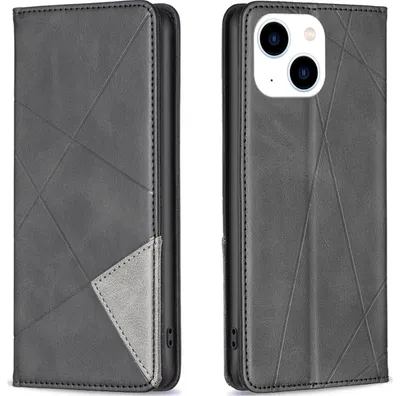 Produktbild von Mobigear Rhombus Slim iPhone 15 Hülle Klapphülle - Schwarz