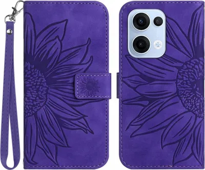 Produktbild von OPPO Reno13 5G Hülle - Coverup Sonnenblume Klapphülle mit Schlüsselband - Violett