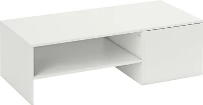 Produktbild von Verstellbarer Couchtisch, Metallschienen, Spanplatte, Fußpads, Weiß