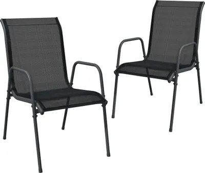 Produktbild von vidaXL Gartenstühle 2 Stk. Stahl und Textilene Schwarz
