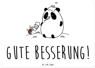 Produktbild von Mr. & Mrs. Panda Blechtafel Panda Gute Besserung DIN A3 - Weiß - Geschenk, tafel, Schild, Blechschild, Wandbild, Türschild, Magnetschild