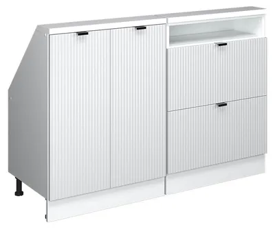 Zdjęcie produktu dla Szafka kuchenna na dach skośny Vicco R-Line Białe pofałdowanie 120 cm Zestaw 2 sztuk, Model 60604