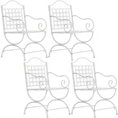 Immagine prodotto di Set di 4 sedie da giardino CLP Lotta in metallo, realizzate a mano in stile Art Nouveau, con braccioli, colore bianco antico