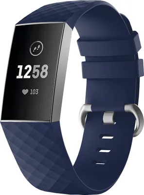 Produktbild von Für Fitbit Charge 3 / 4 weiches Armband Ersatzband Silikon Sport Watch Fitness DUNKELBLAU Ersatz Armbandgröße L
