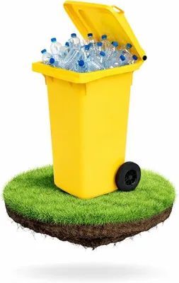 Produktbild von Mülltonne 120 L Gelb | Pfand-Sammelbehälter mit Rädern für Plastikflaschen | Gelbe Tonne für Plastik | Mülltonne mit Deckel | für Innen und Außen